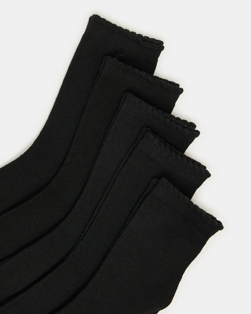 Senior Girls Black Crew Length Socks With Scallop Welt Edge (5 Pairs) sold by Redtag product image thumbnail 2