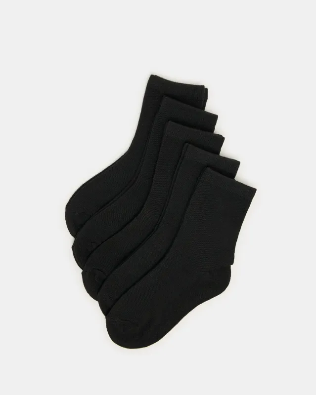 Boys Black Crew Length Socks (3 Pairs) sold by Redtag