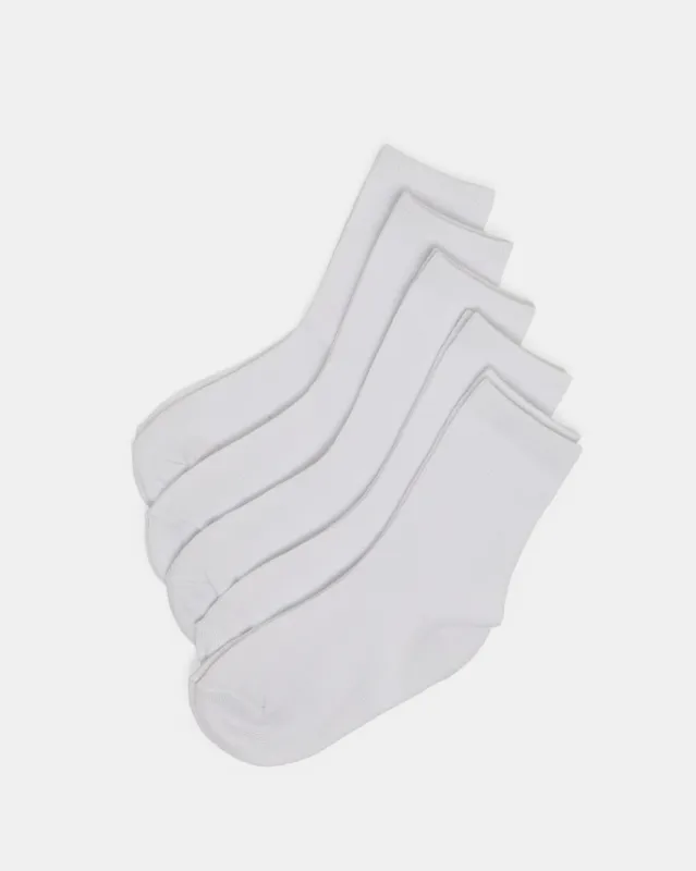 Boys White Crew Length Socks (3 Pairs) sold by Redtag