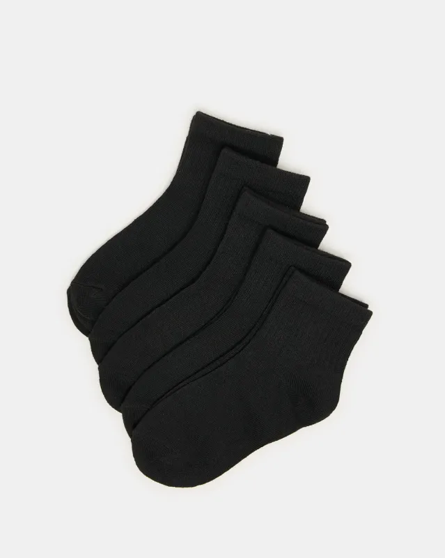 Boys Black High Ankle Length Socks (3 Pairs) sold by Redtag