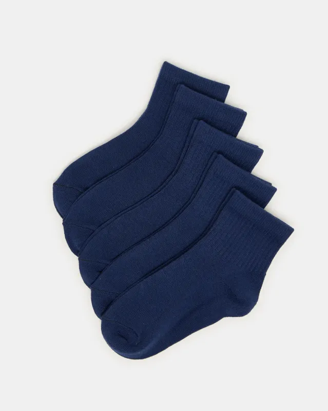 Boys Navy High Ankle Length Socks (3 Pairs) sold by Redtag