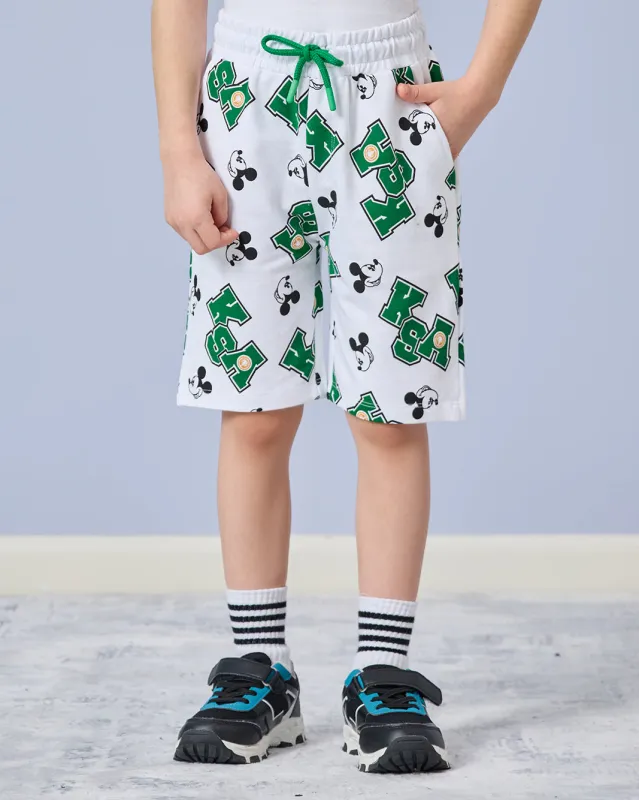 Boys White KSA Mickey Printed Shorts sold by Redtag