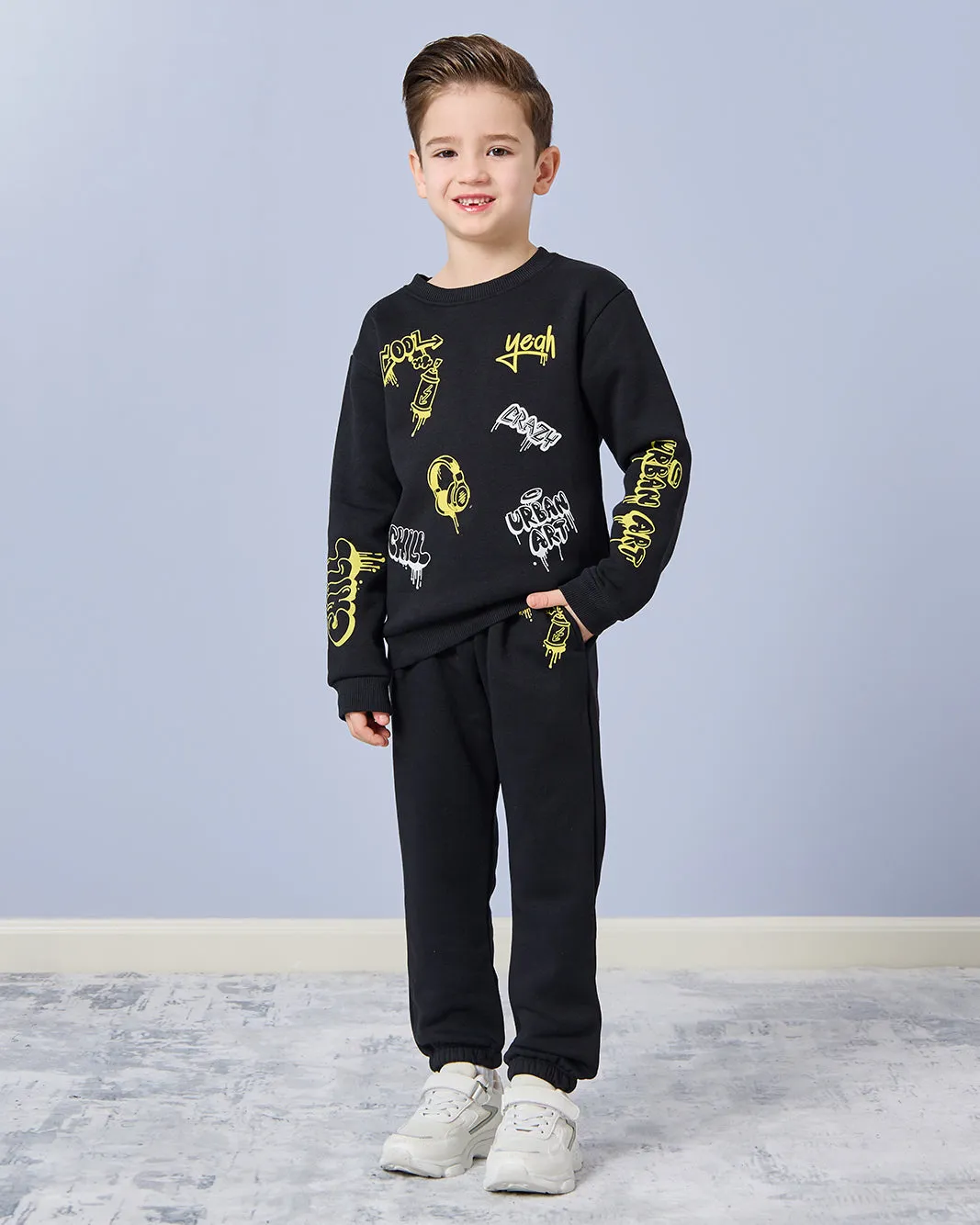 Boys Black Printed Track Pants sold by Redtag product image thumbnail 2