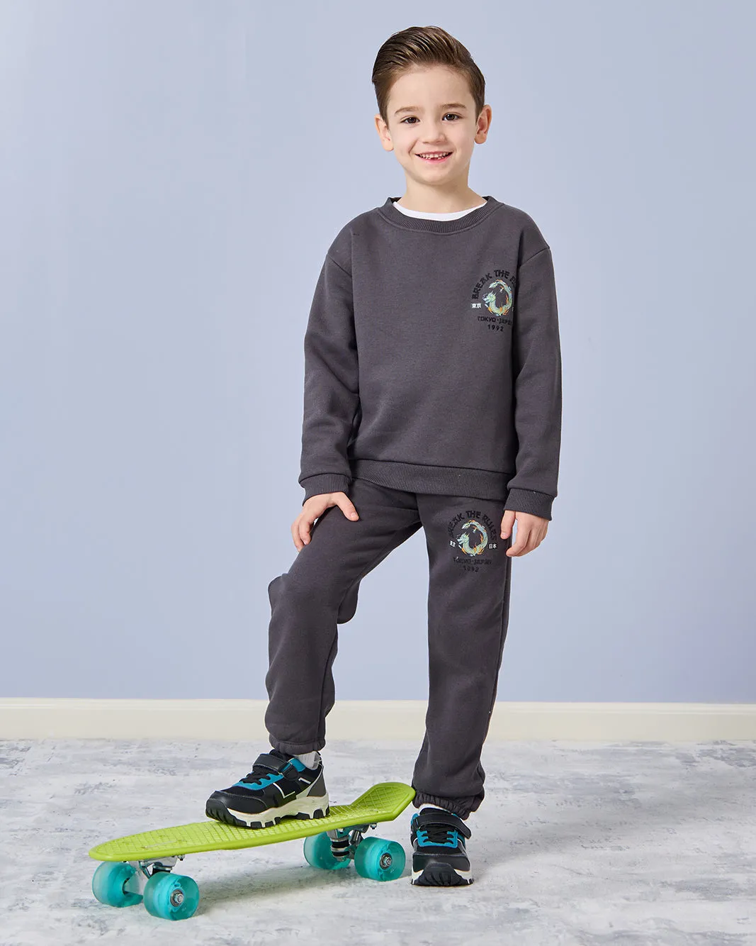 Boys Charcoal Embroidered Track Pants sold by Redtag product image thumbnail 2