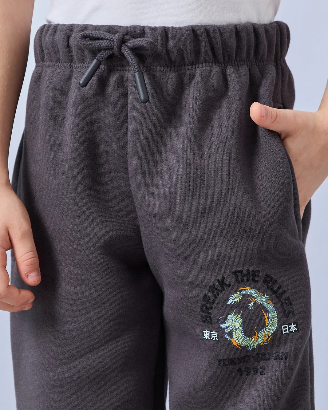 Boys Charcoal Embroidered Track Pants sold by Redtag product image thumbnail 4