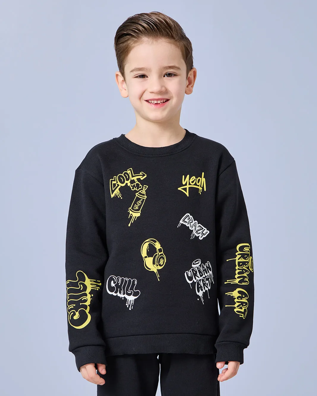 Boys Black Printed Sweatshirt sold by Redtag