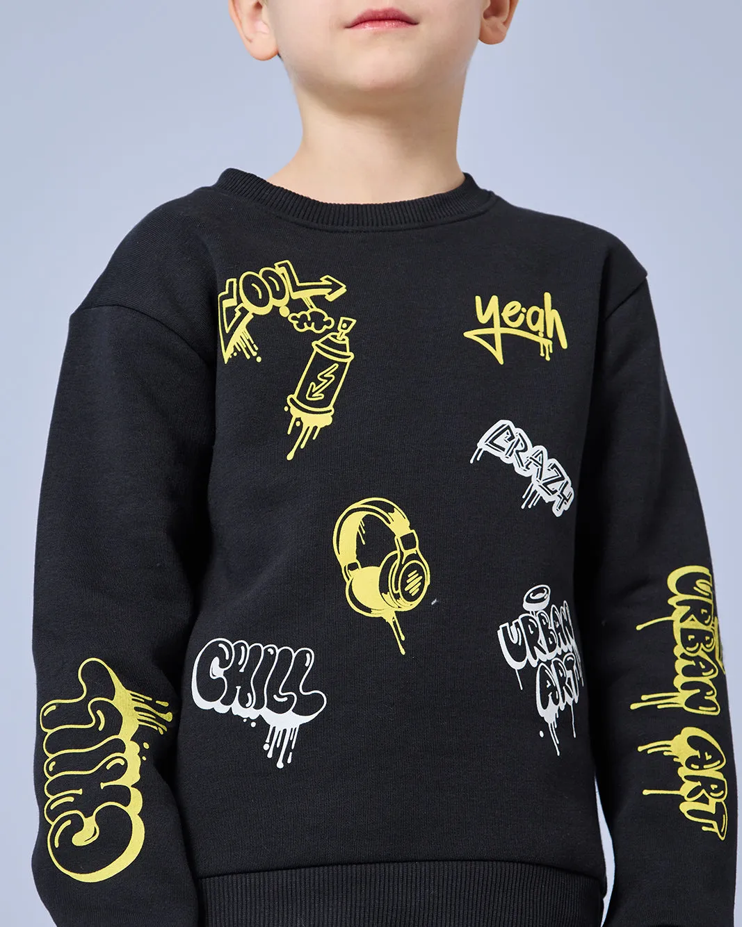 Boys Black Printed Sweatshirt sold by Redtag product image thumbnail 4