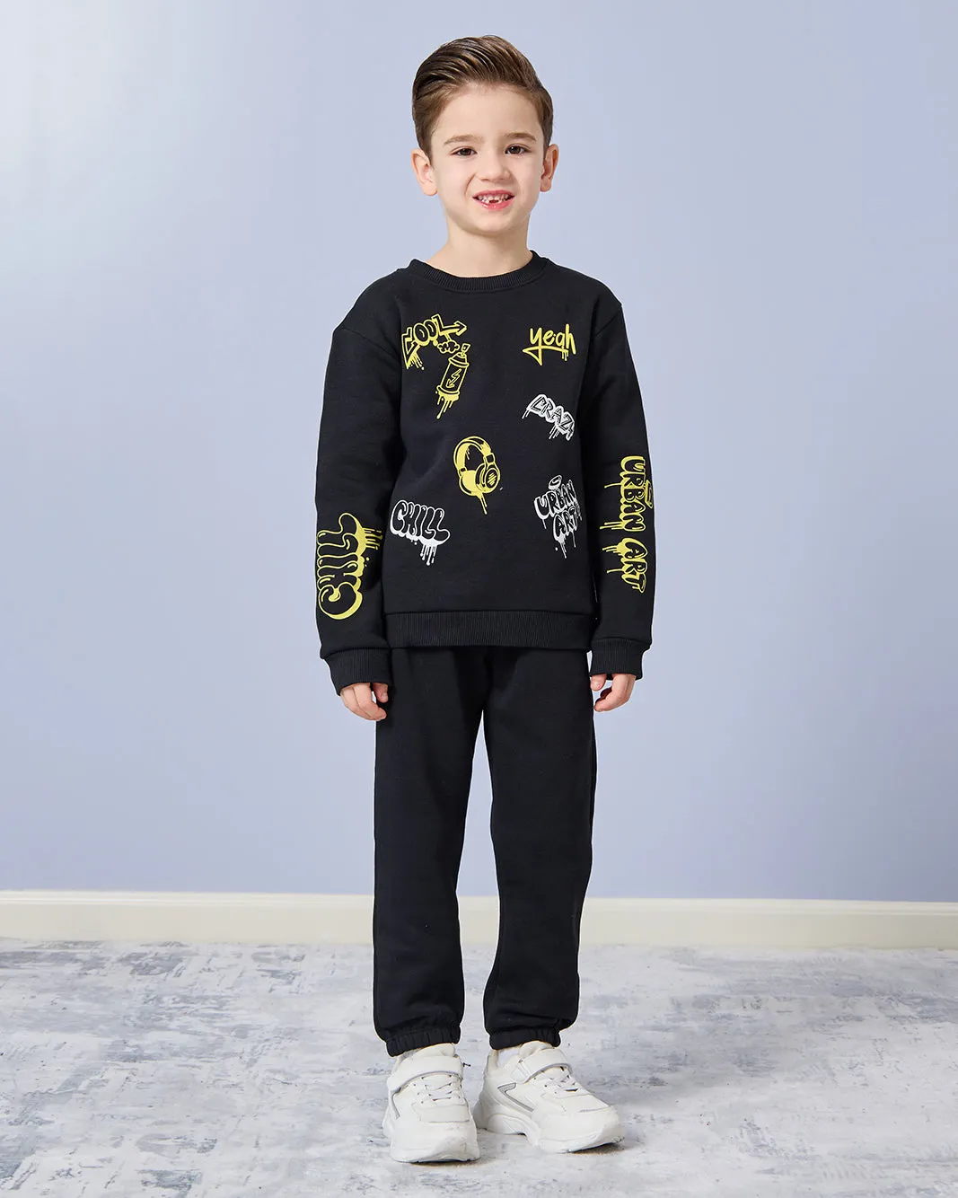 Boys Black Printed Sweatshirt sold by Redtag product image thumbnail 2