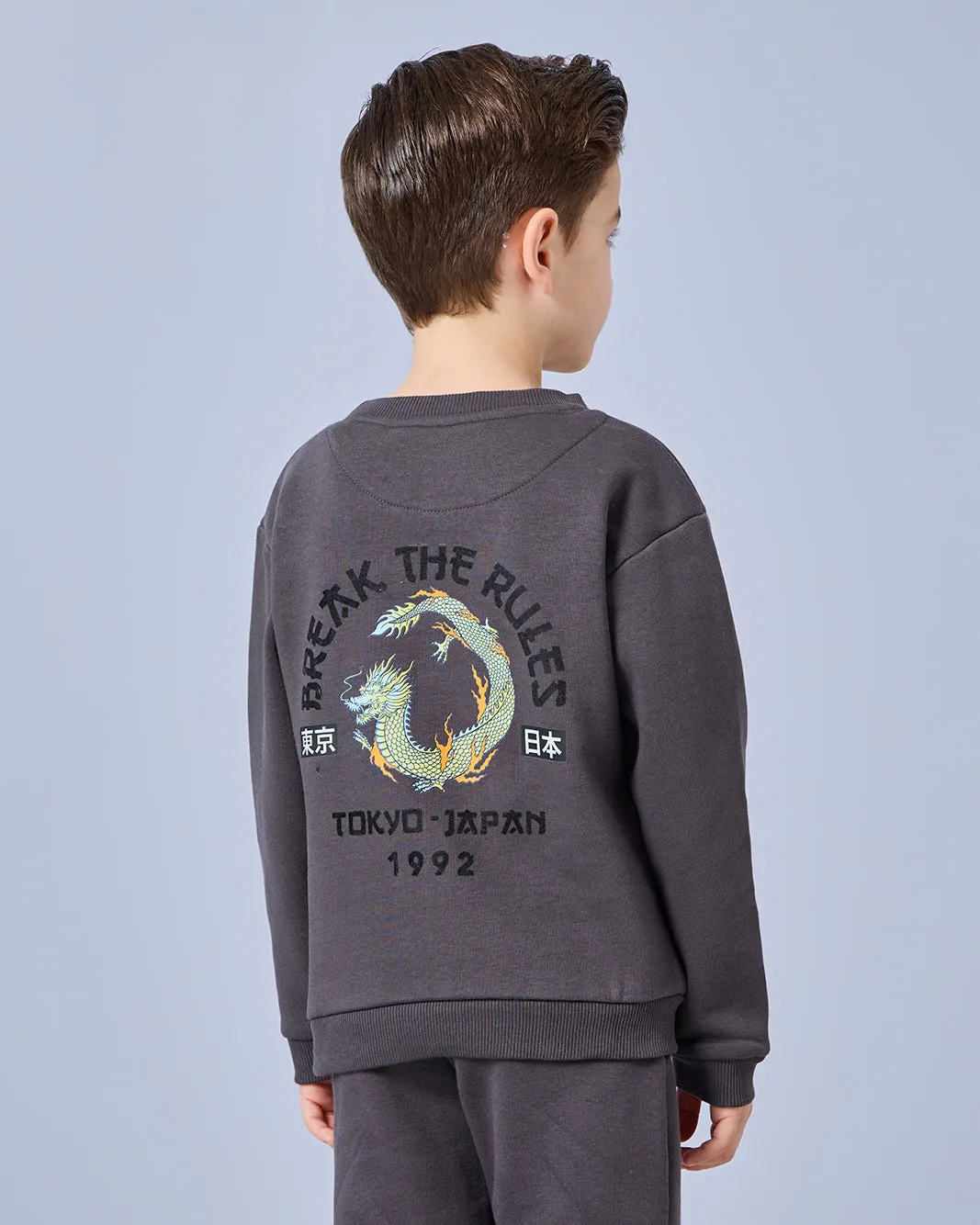 Boys Charcoal Embroidered Sweatshirt sold by Redtag product image thumbnail 3