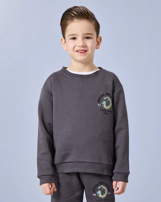 Boys Charcoal Embroidered Sweatshirt sold by Redtag
