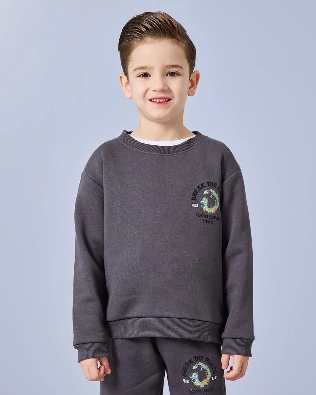 Boys Charcoal Embroidered Sweatshirt sold by Redtag