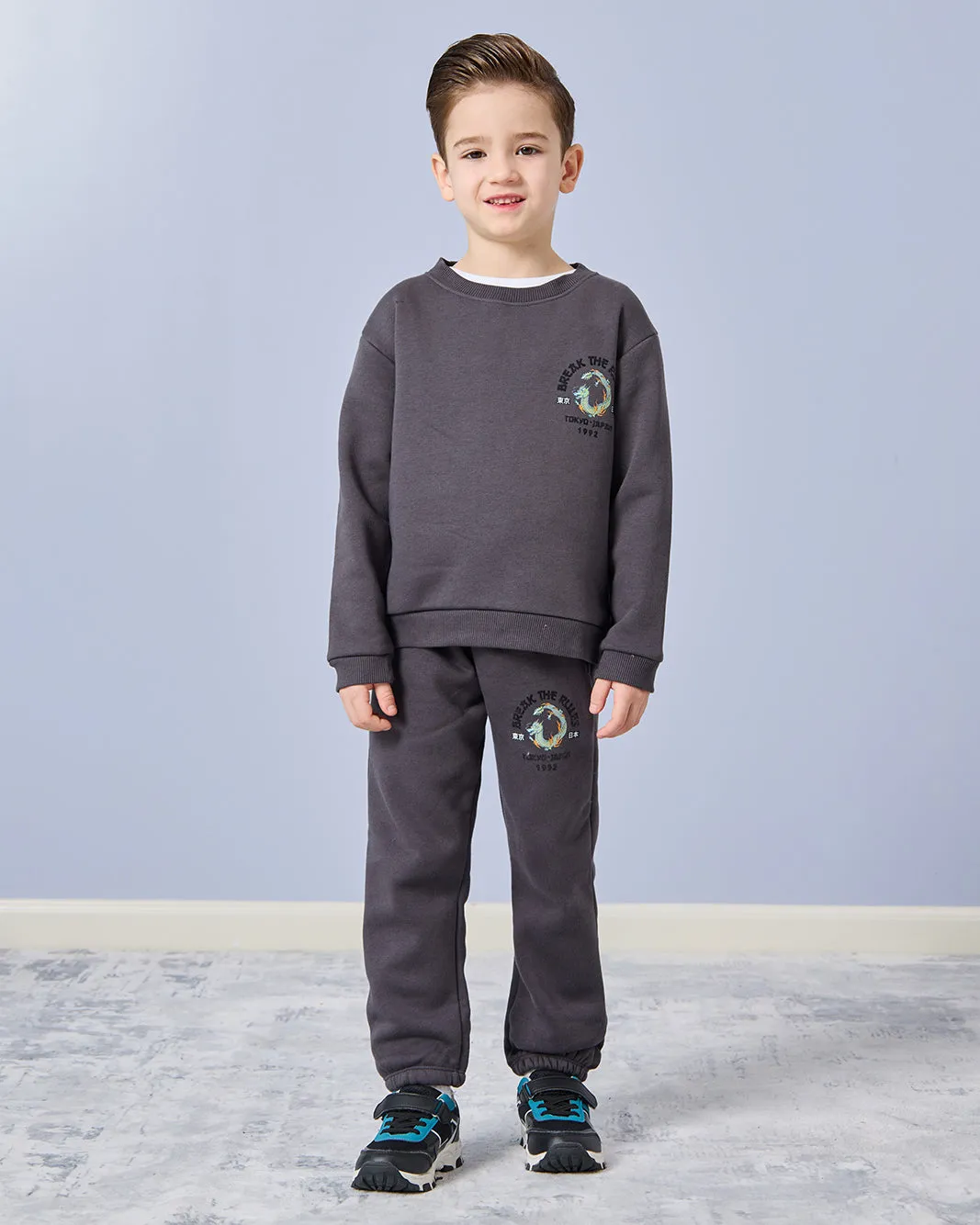 Boys Charcoal Embroidered Sweatshirt sold by Redtag product image thumbnail 2