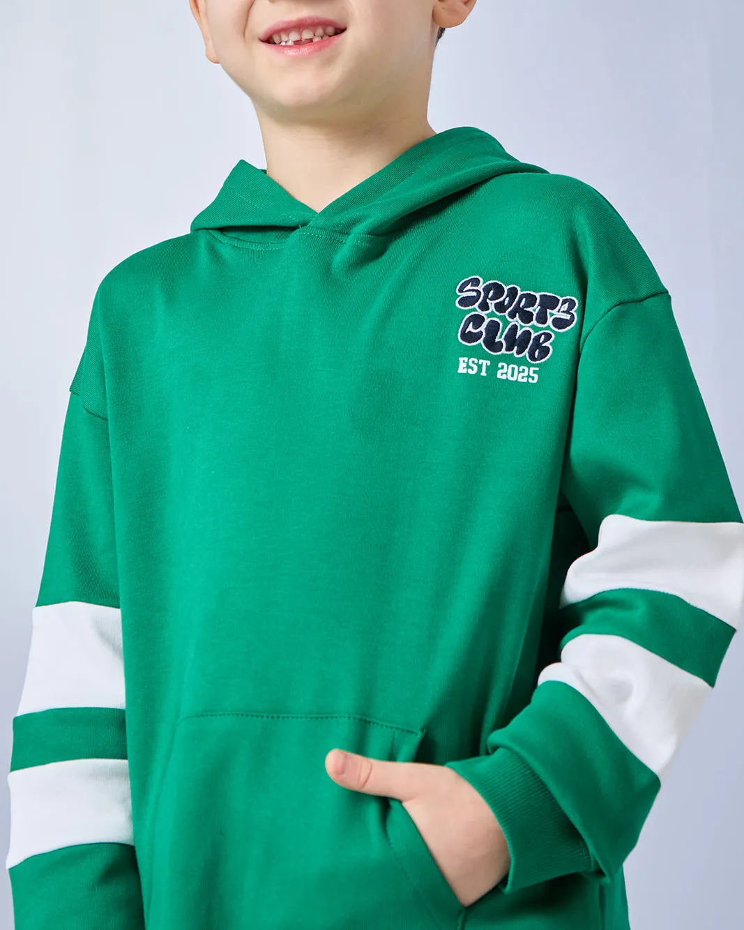 Boys Green Embroidered With Kangaroo Pocket Sweatshirt sold by Redtag product image thumbnail 4