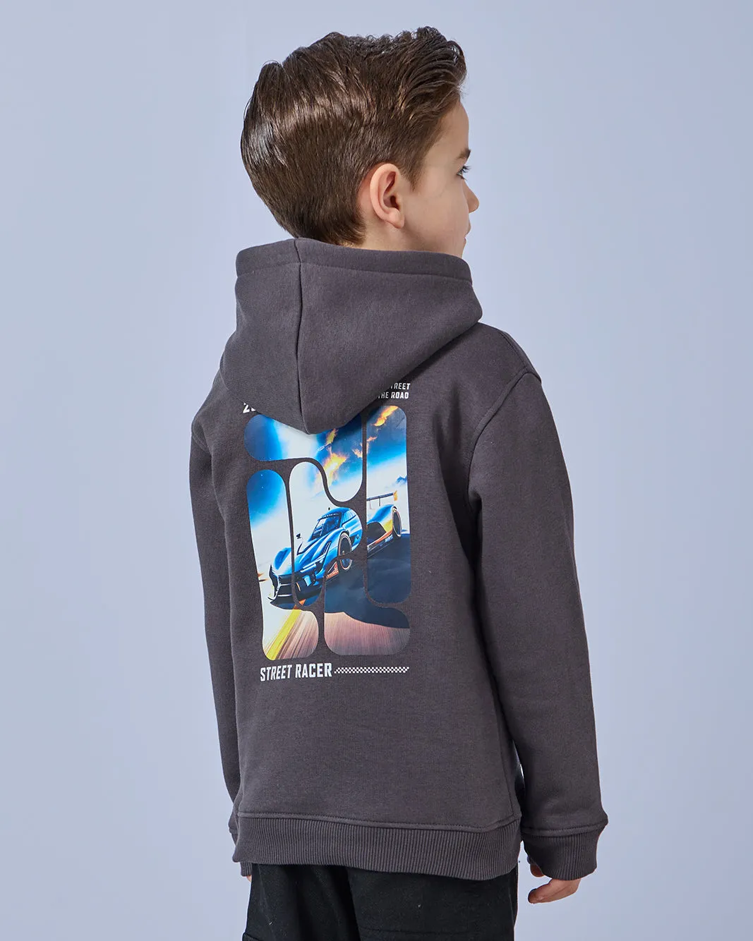 Boys Charcoal Hooded With Kangaroo Pocket Sweatshirt sold by Redtag product image thumbnail 3