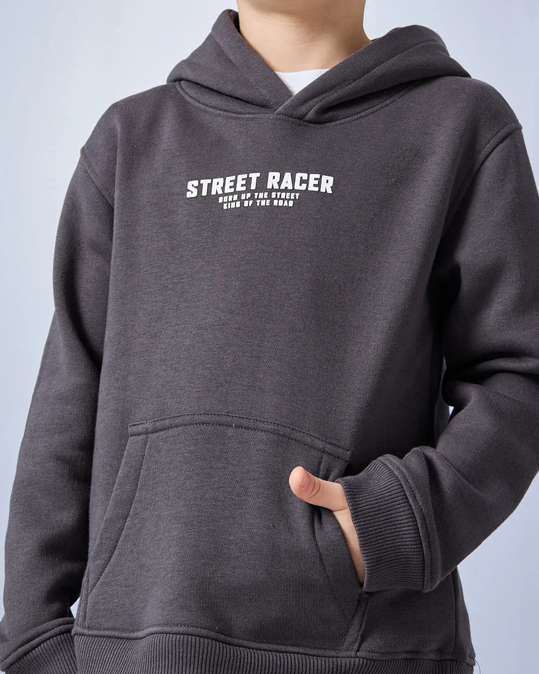 Boys Charcoal Hooded With Kangaroo Pocket Sweatshirt sold by Redtag product image thumbnail 4