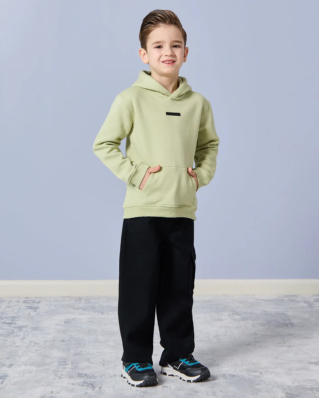 Boys Green Hooded With Kangaroo Pocket Sweatshirt sold by Redtag product image thumbnail 2