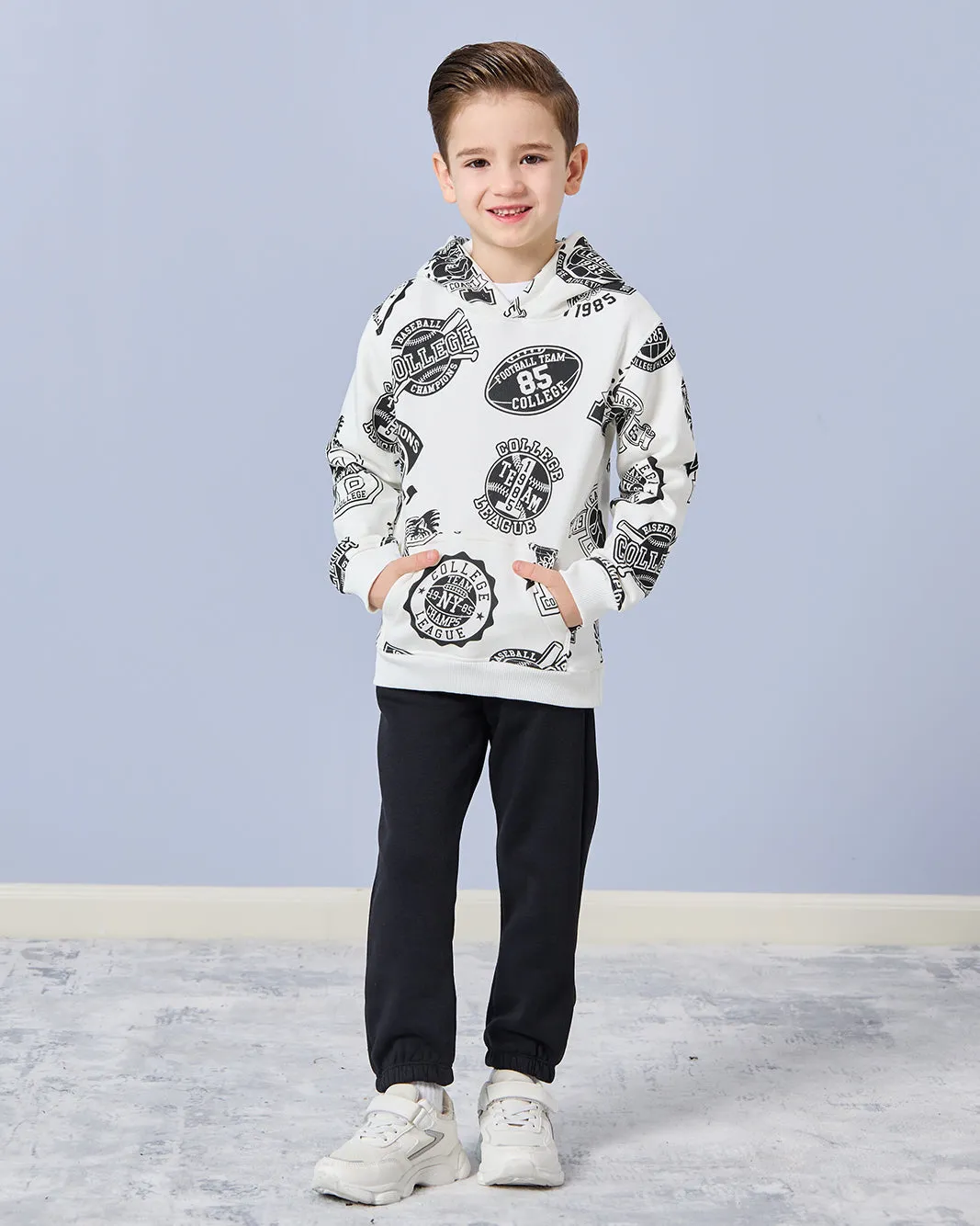 Boys Ivory Hooded With Kangaroo Pocket Sweatshirt sold by Redtag product image thumbnail 2