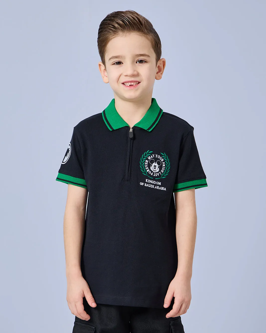 Boys Black KSA Mickey Polo Shirt sold by Redtag