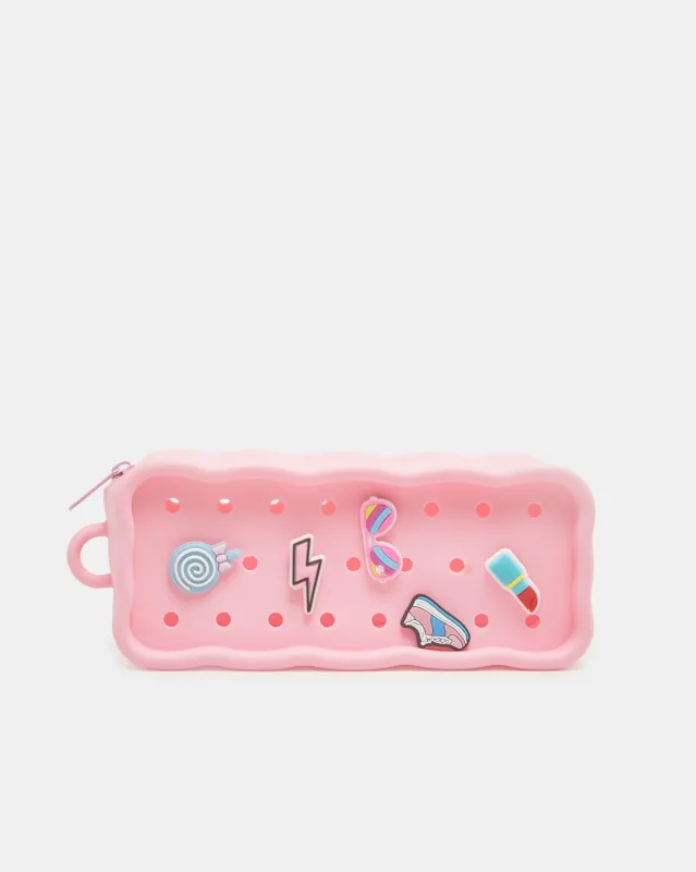Pink Silicone Pencil Case With Charms sold by Redtag