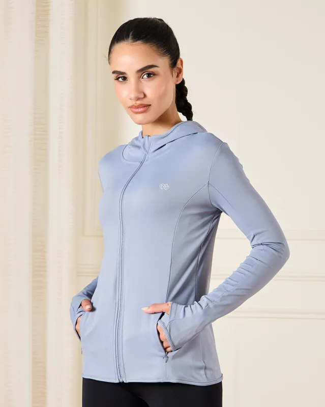 Women Blue Zip Through Active Jacket sold by Redtag