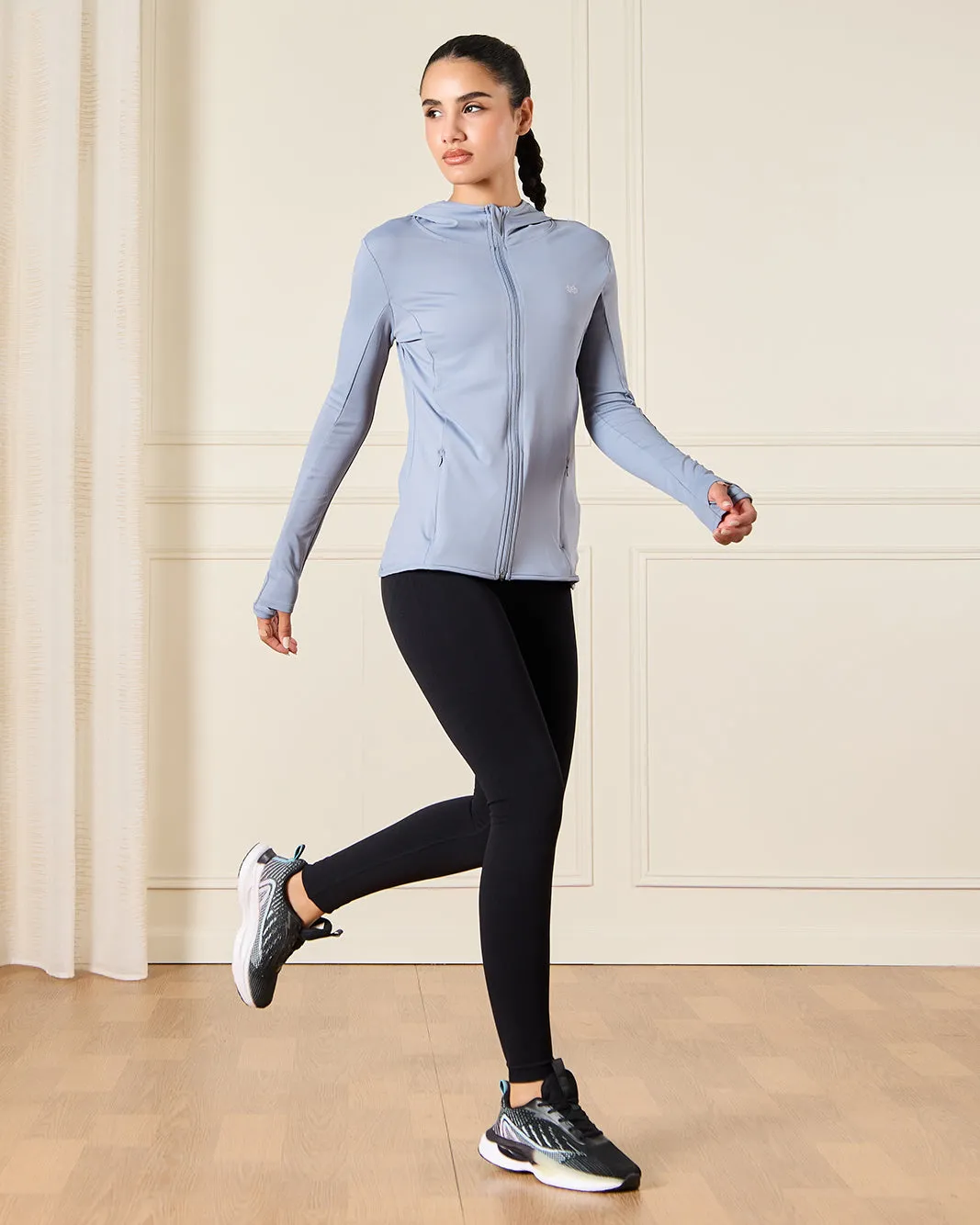 Women Blue Zip Through Active Jacket sold by Redtag product image thumbnail 5