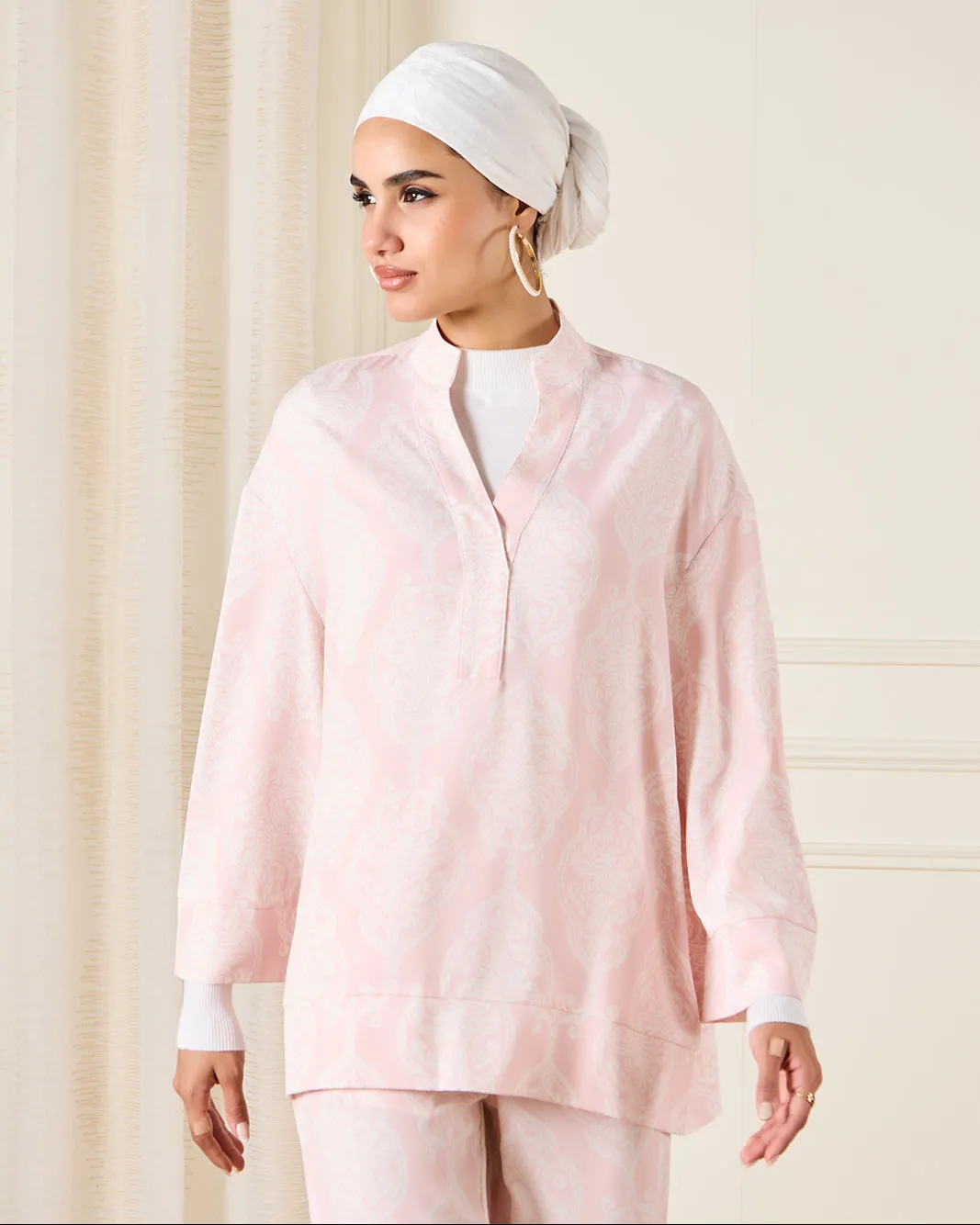 Women Pink Printed Oversize Shirt Blouse sold by Redtag