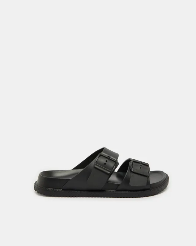 Men Black Comfort Buckle Slide sold by Redtag