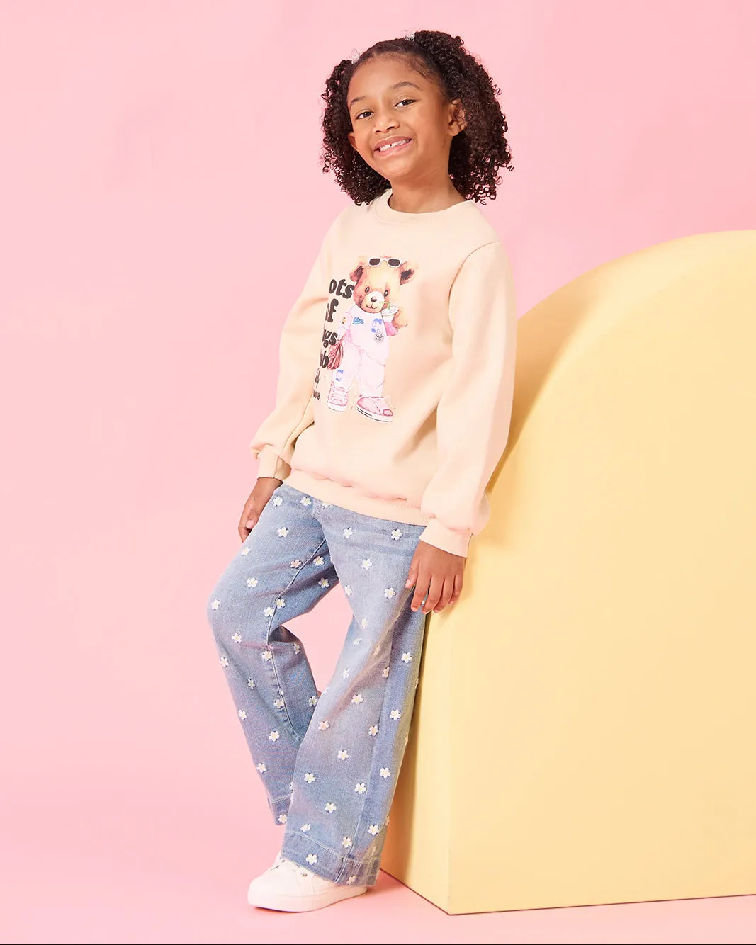 Girls Blue Embroidered Wide Leg Jeans sold by Redtag product image thumbnail 2