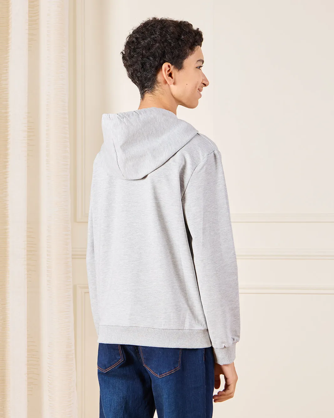 Senior Boys Grey Hooded Sweatshirt sold by Redtag product image thumbnail 3