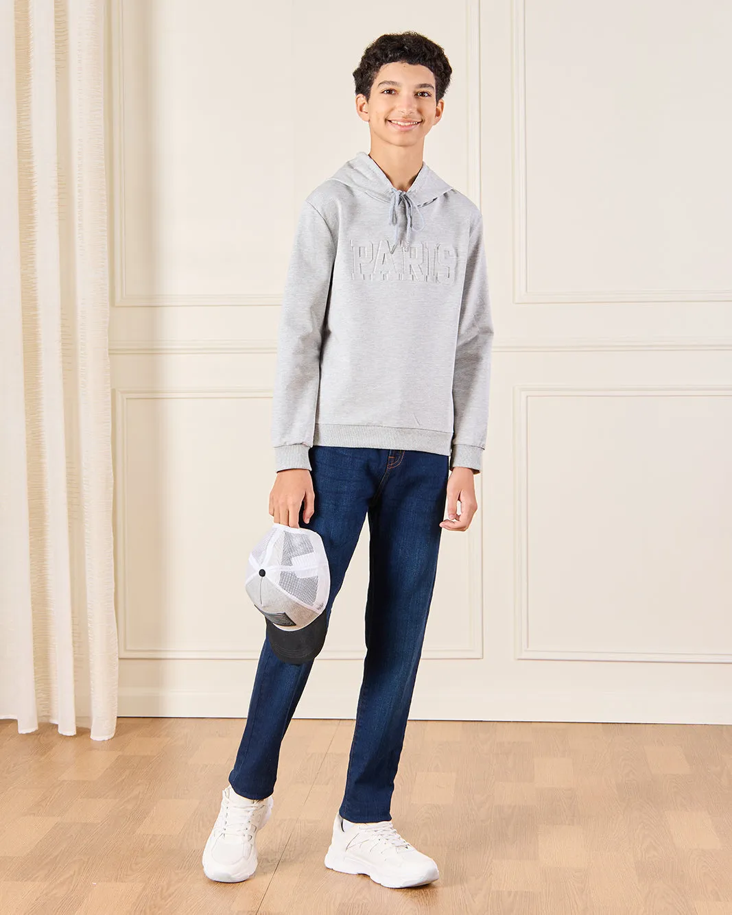 Senior Boys Grey Hooded Sweatshirt sold by Redtag product image thumbnail 2