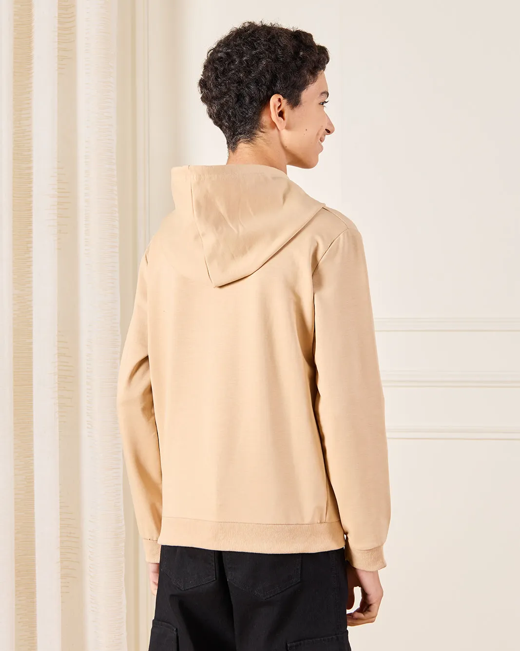 Senior Boys Beige Hooded Sweatshirt sold by Redtag product image thumbnail 3