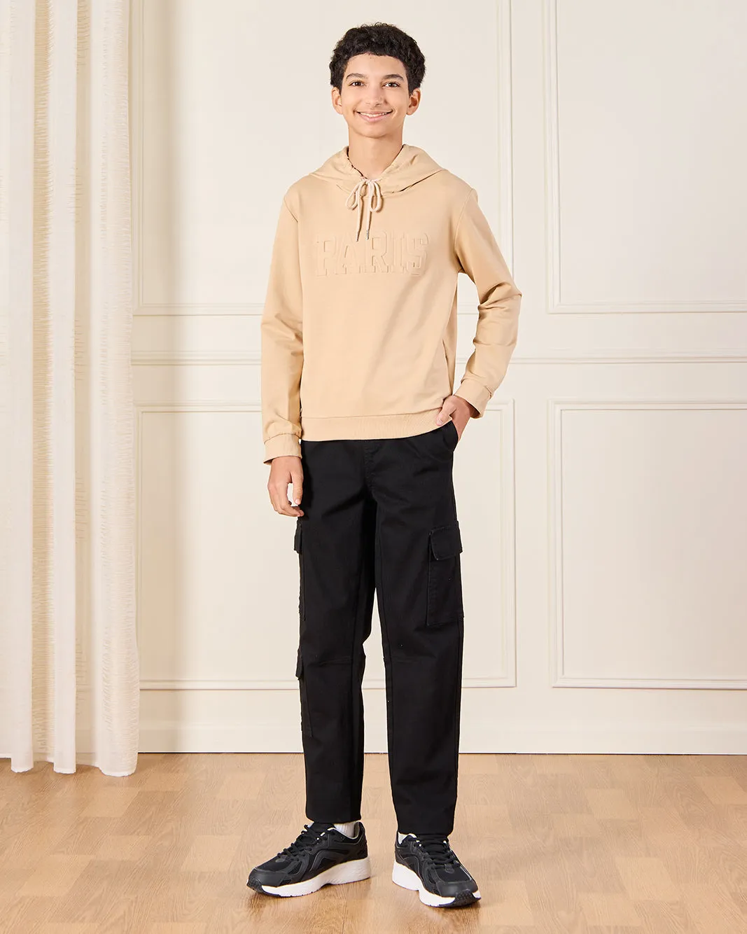 Senior Boys Beige Hooded Sweatshirt sold by Redtag product image thumbnail 2