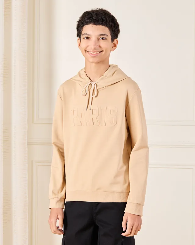 Senior Boys Beige Hooded Sweatshirt sold by Redtag