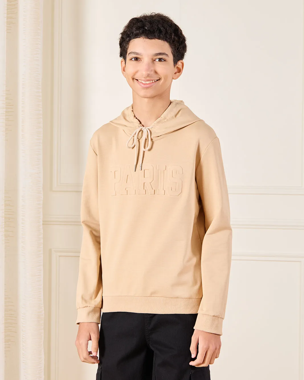 Senior Boys Beige Hooded Sweatshirt sold by Redtag