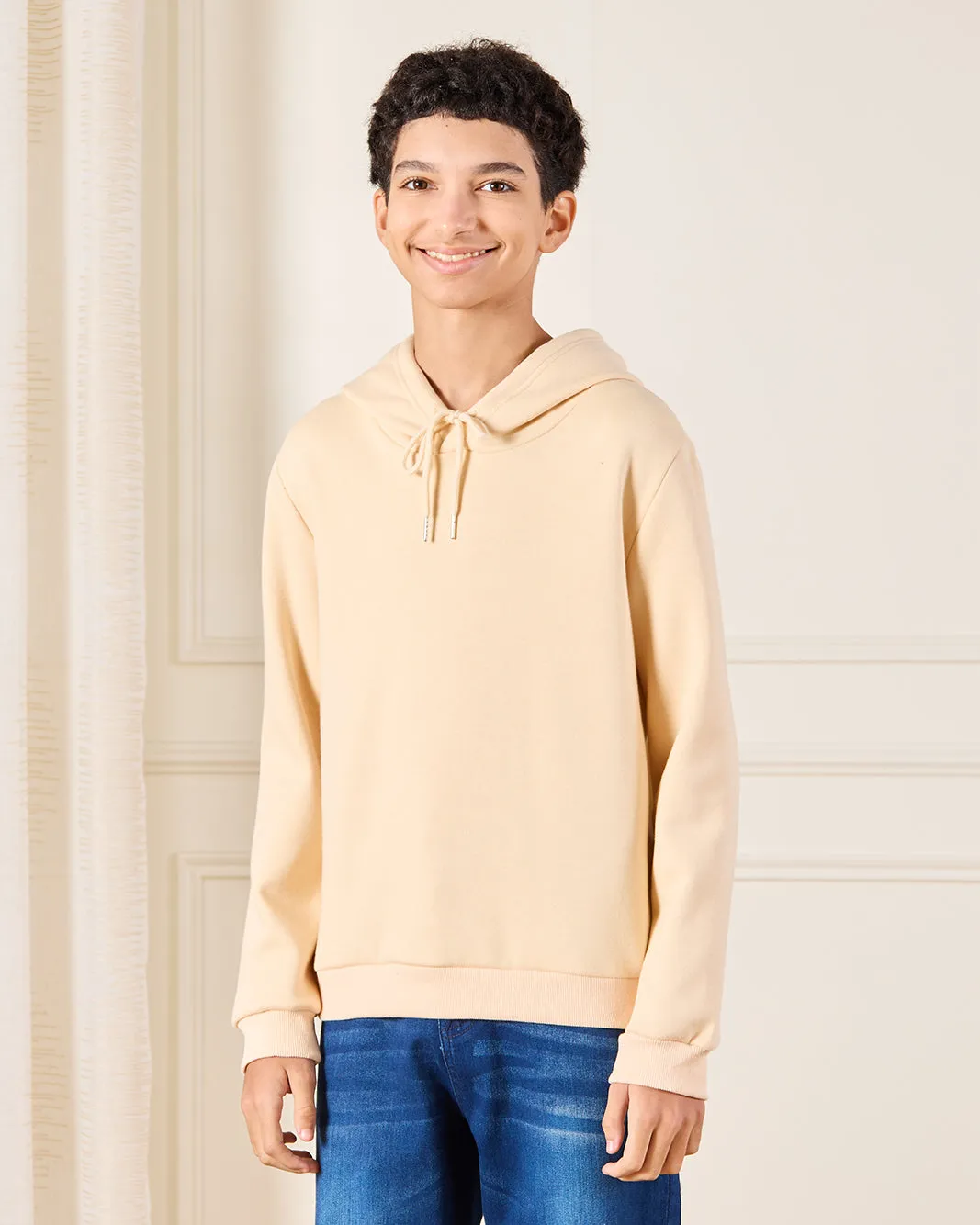 Senior Boys Beige Hooded Sweatshirt sold by Redtag