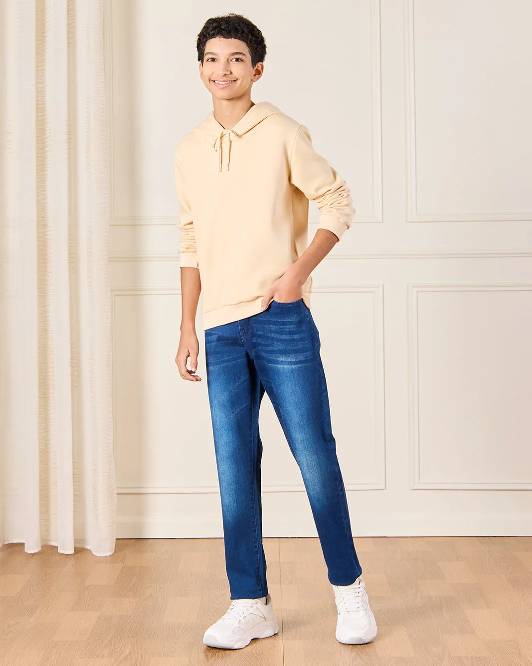 Senior Boys Beige Hooded Sweatshirt sold by Redtag product image thumbnail 2