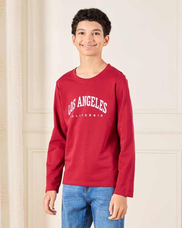 Senior Boys Red Printed T-Shirt sold by Redtag