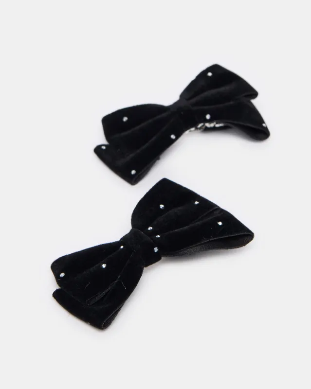 Women Black Embellished Hair Clip Set (Pack of 2) sold by Redtag