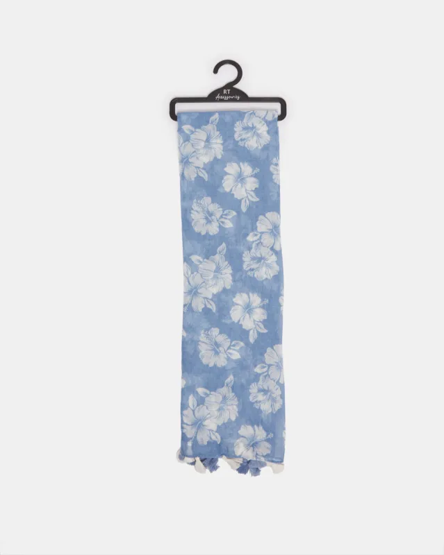 Girls Blue Printed Scarf sold by Redtag