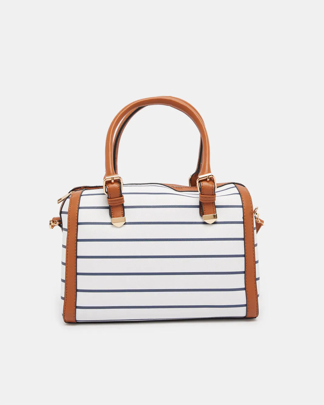 Women White Striped Bollin Bag sold by Redtag