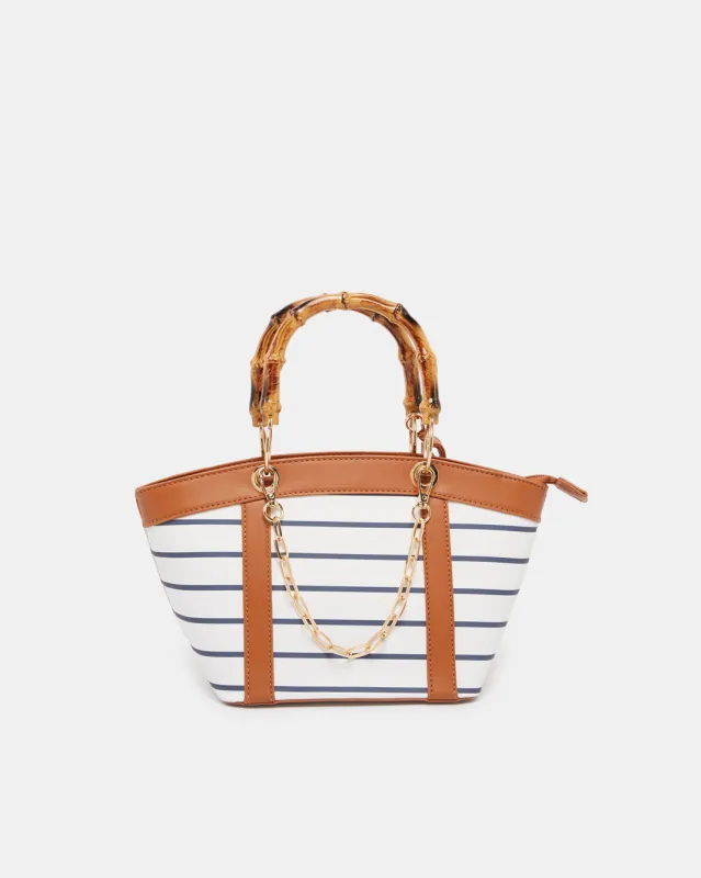 Women White Striped Day Bag sold by Redtag