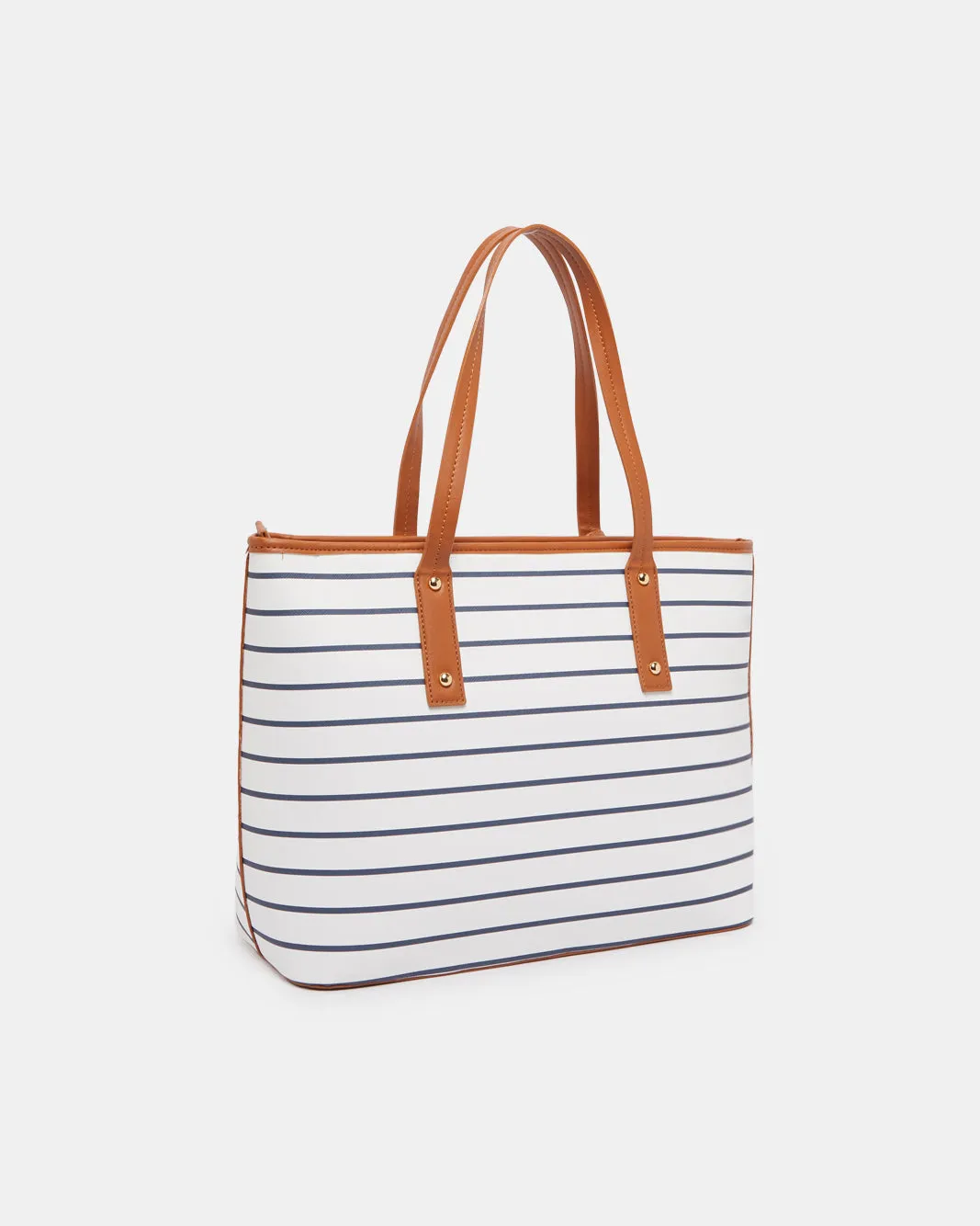Women White Striped Tote Bag sold by Redtag product image thumbnail 2