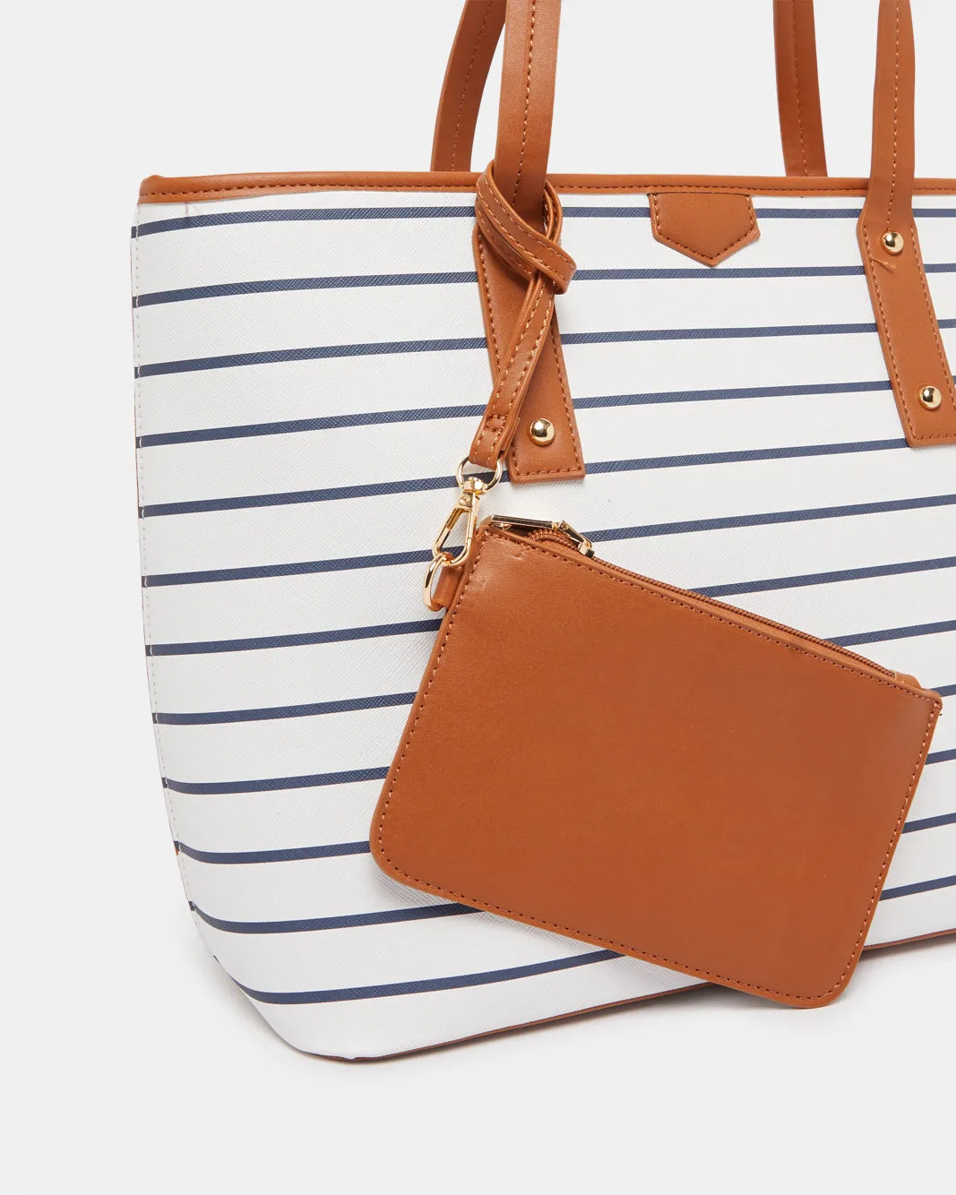 Women White Striped Tote Bag sold by Redtag product image thumbnail 3