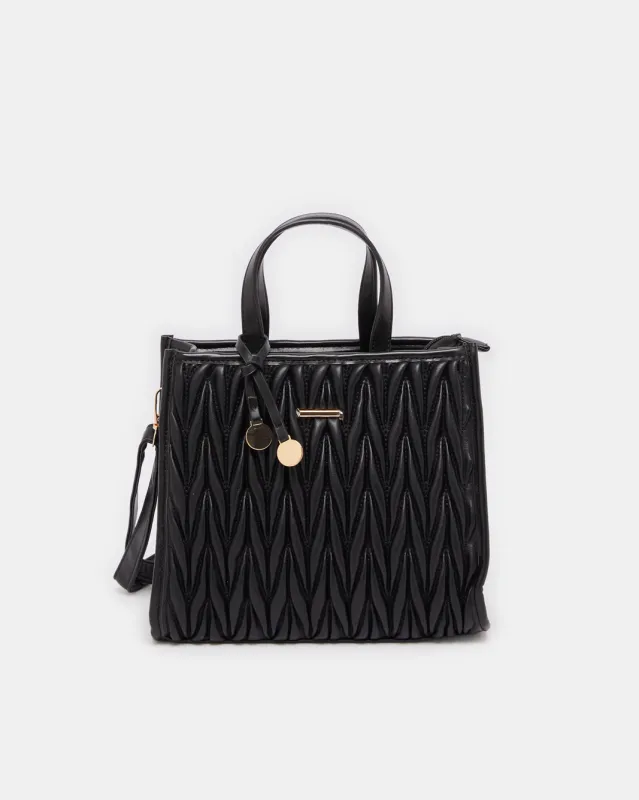Women Black Quilted Bag sold by Redtag