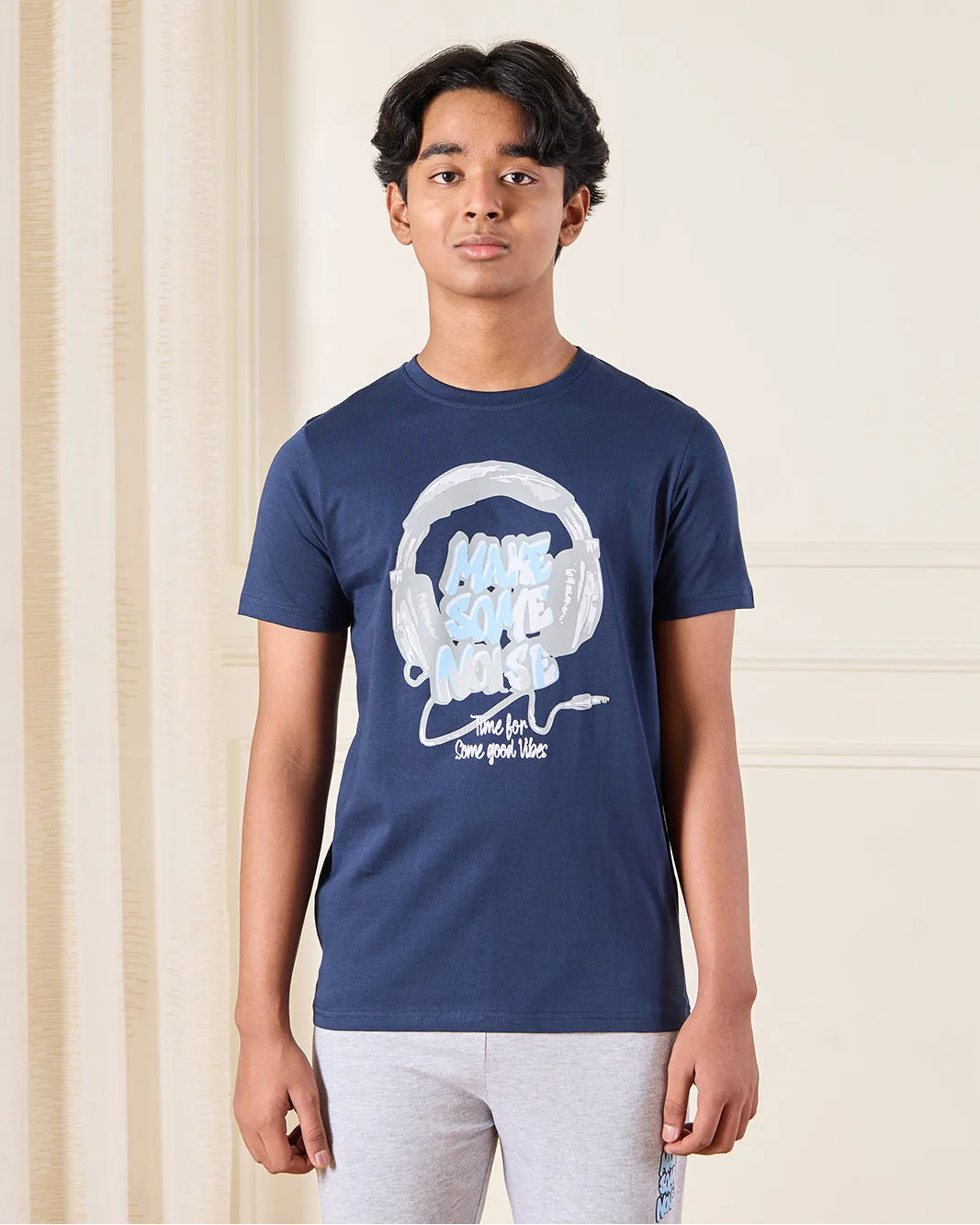 Senior Boys Navy And Grey Printed Pyjama Set (2 Piece) sold by Redtag product image thumbnail 2