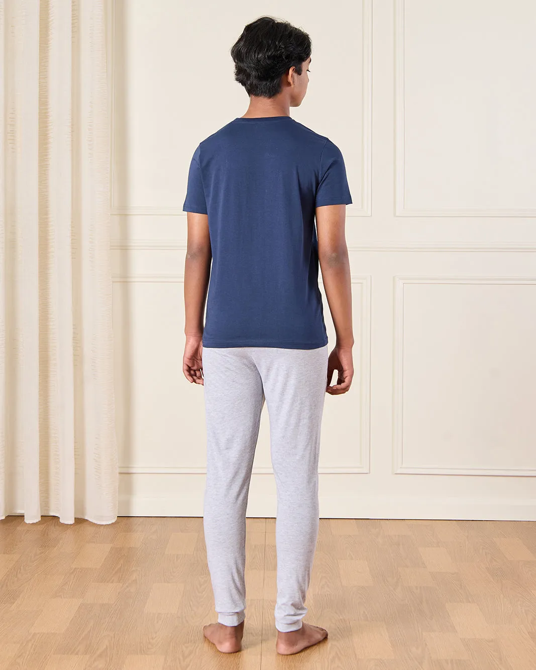 Senior Boys Navy And Grey Printed Pyjama Set (2 Piece) sold by Redtag product image thumbnail 4