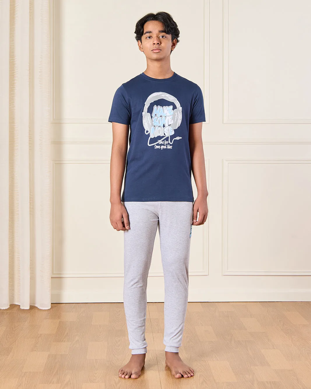 Senior Boys Navy And Grey Printed Pyjama Set (2 Piece) sold by Redtag