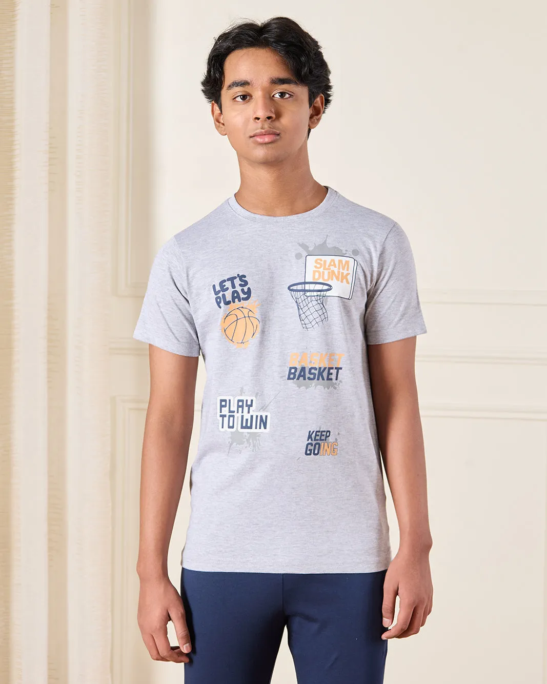 Senior Boys Grey And Blue Printed Pyjama Set (2 Piece) sold by Redtag product image thumbnail 2