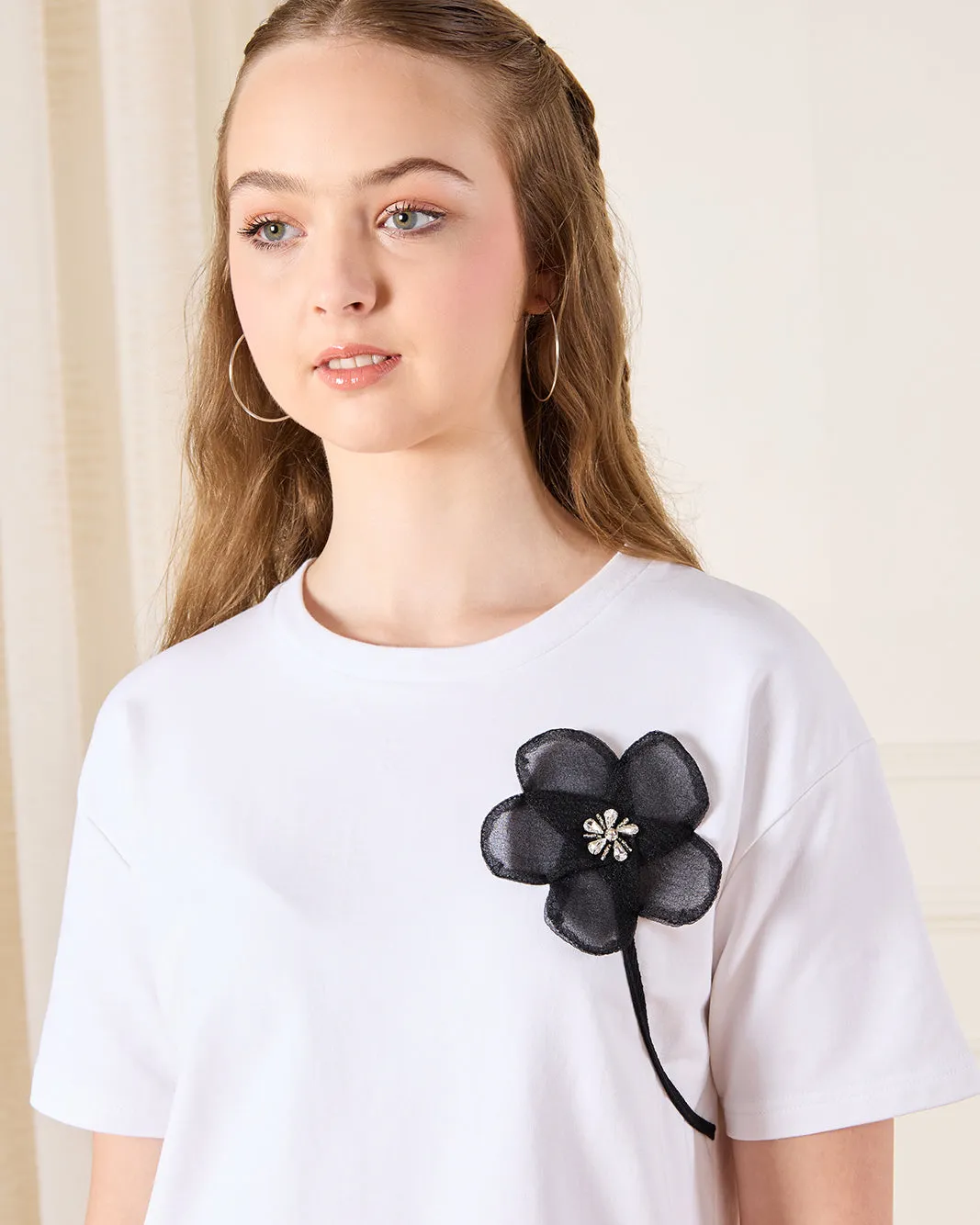Senior Girls White Embellished T-shirt sold by Redtag product image thumbnail 4