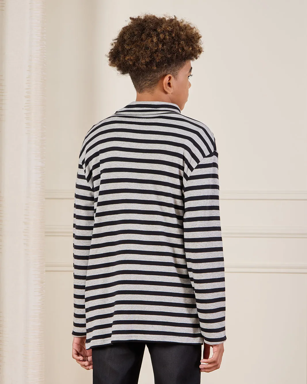 Senior Boys Black And Grey Striped T-Shirt sold by Redtag product image thumbnail 3